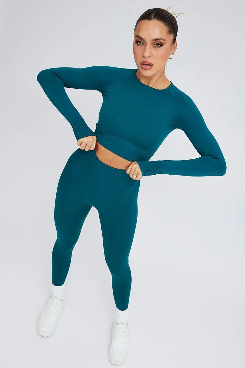 Green Seamless Top And Legging Activewear Set