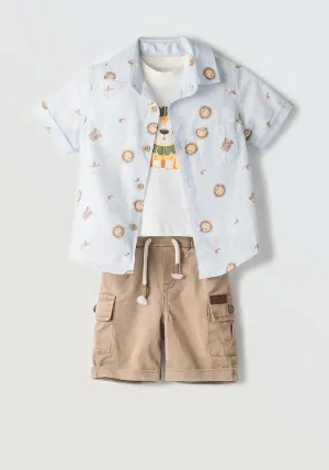 Hashtag Baby Boys Jungle Print 3 Piece Set, Blue Multi