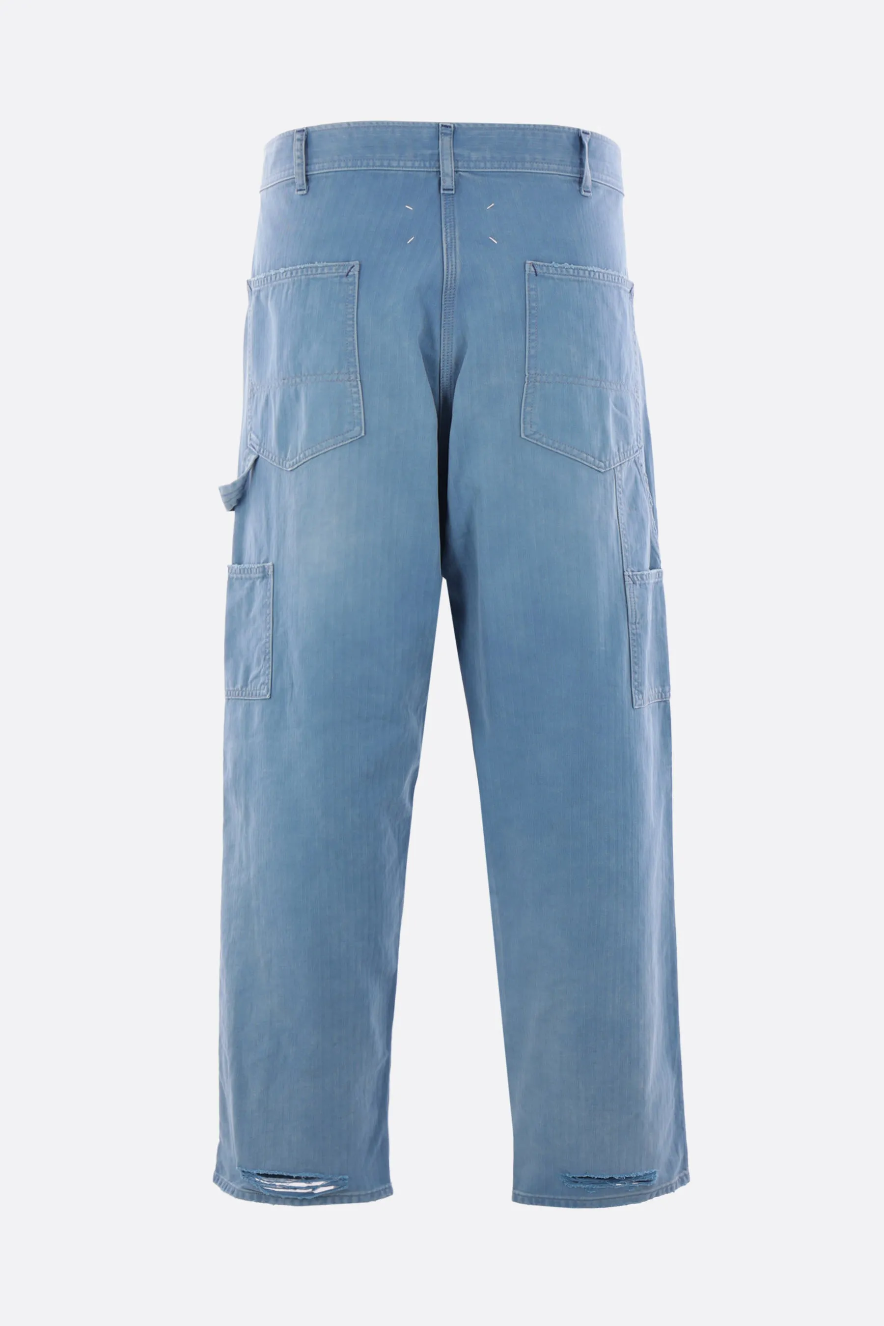 herringbone denim cargo jeans