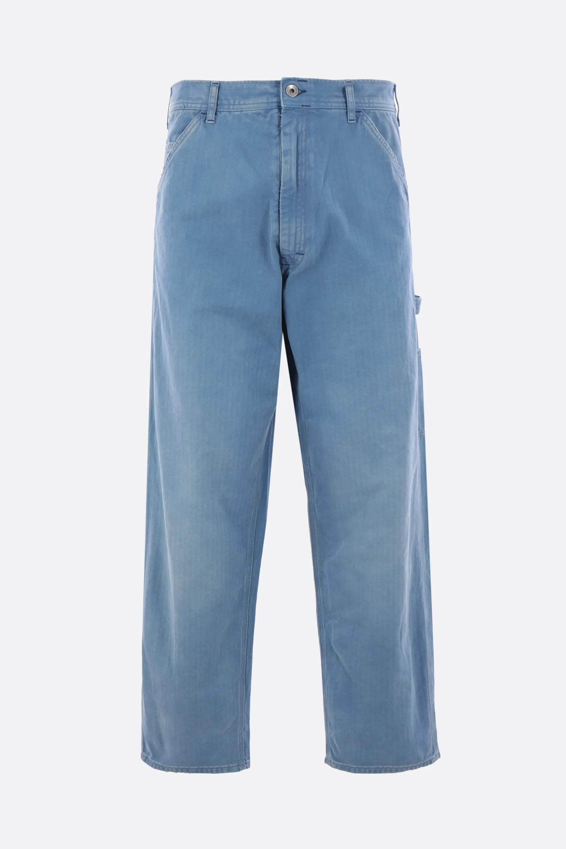 herringbone denim cargo jeans