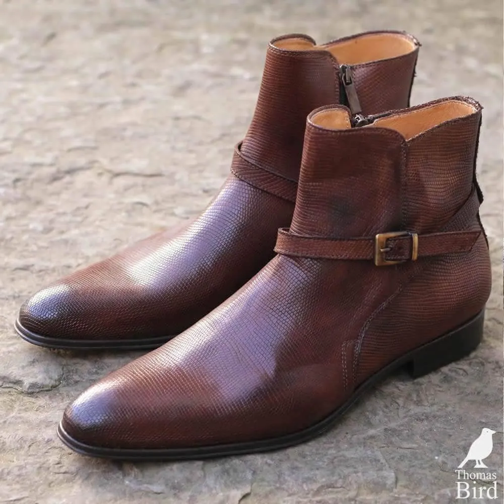 Jackson Jodhpur Zip Boot Tan Snakeskin