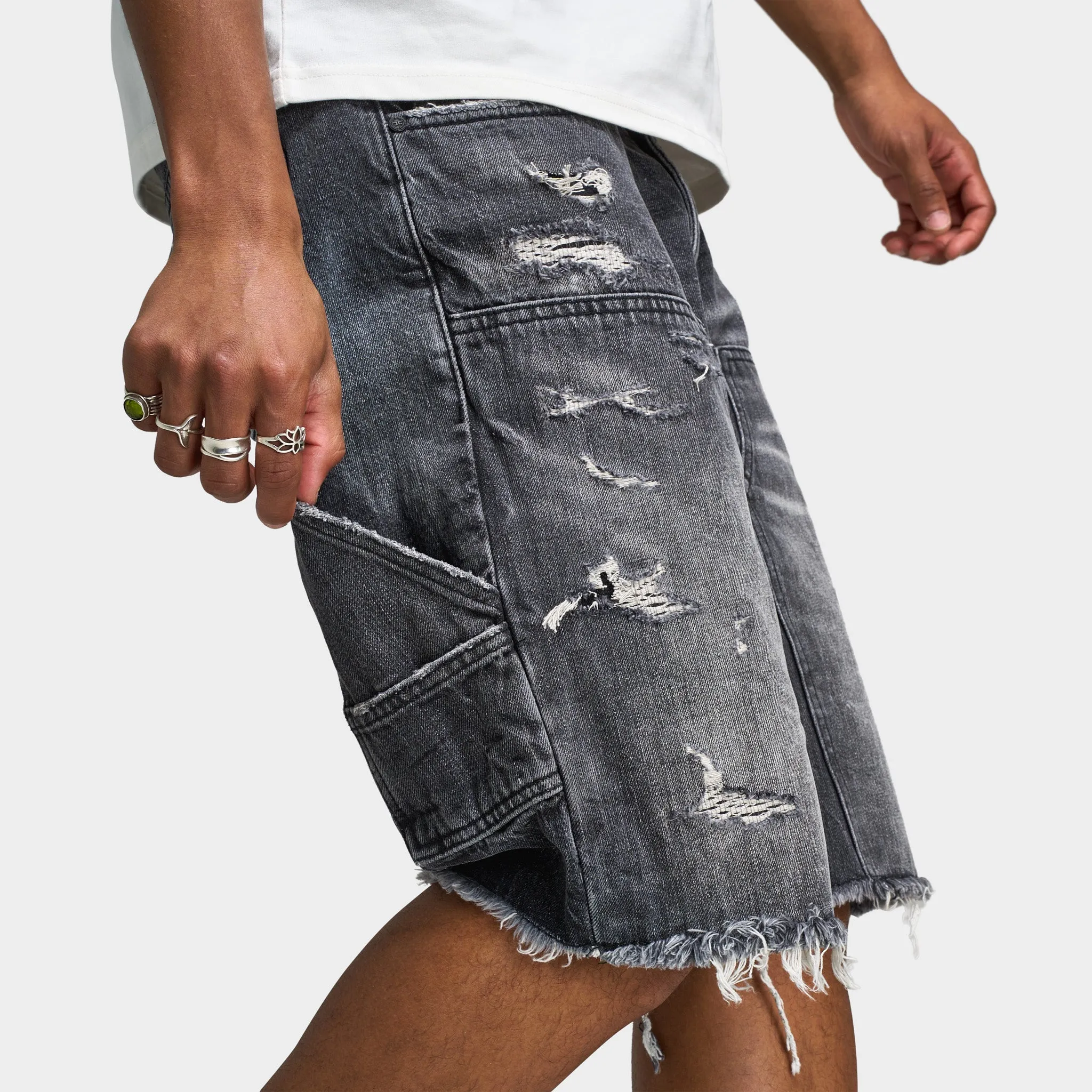 Jordan Craig Brian Reconstructed Denim Short / Industrial Black