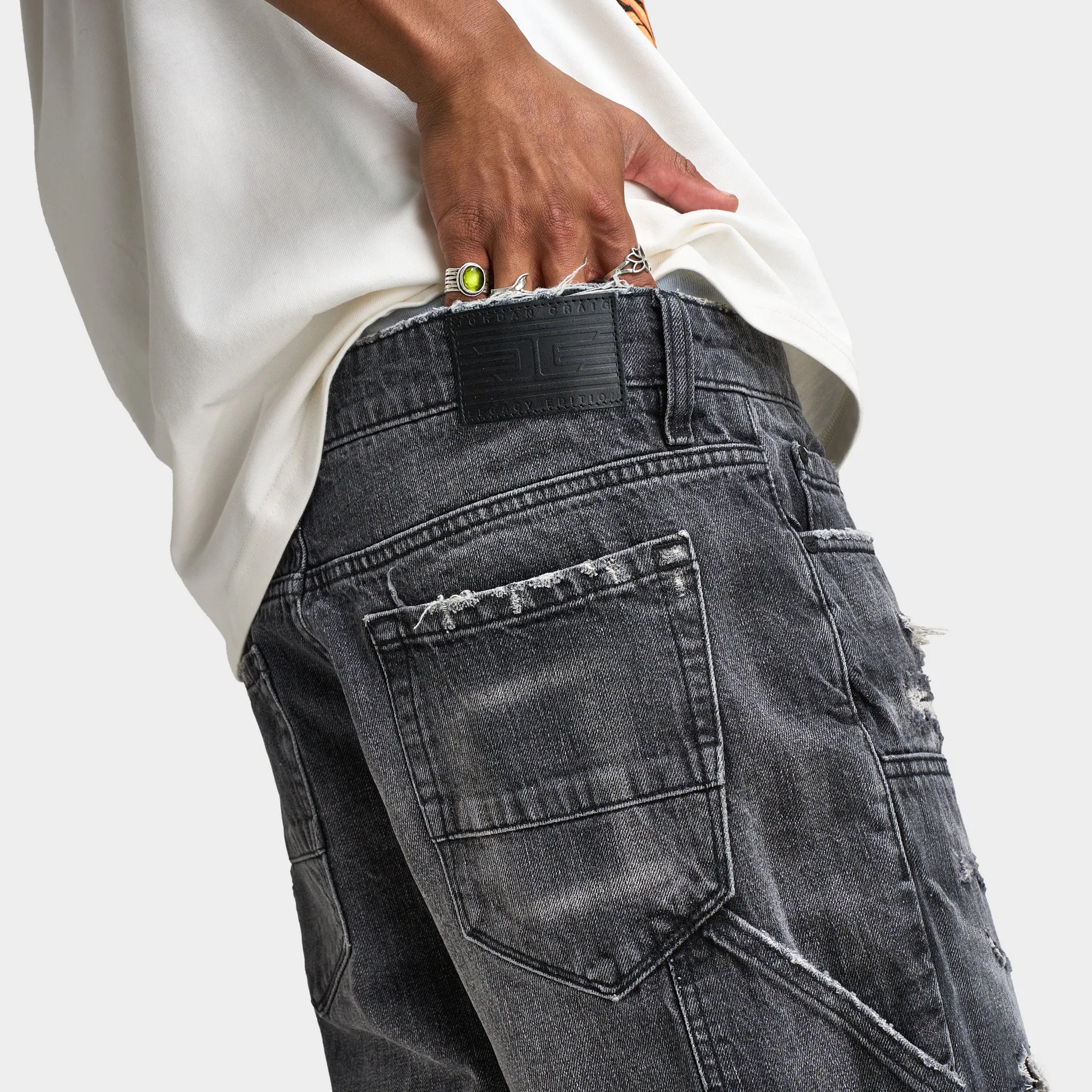 Jordan Craig Brian Reconstructed Denim Short / Industrial Black