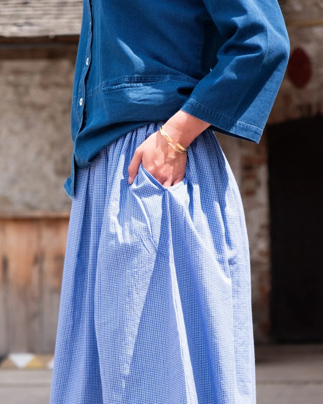 Jordan Women's Cotton Casual Skirt | Little Blue Check
