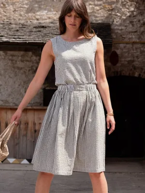 Jordan Women's Cotton Casual Skirt | Olive Green Gingham