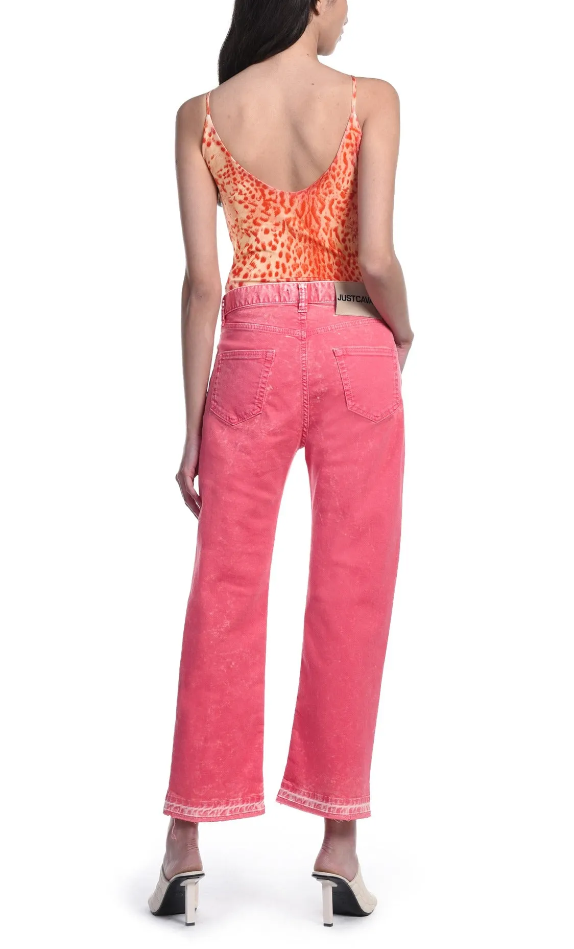 Just Cavalli Logo Patch Straight Leg Cropped Jeans
