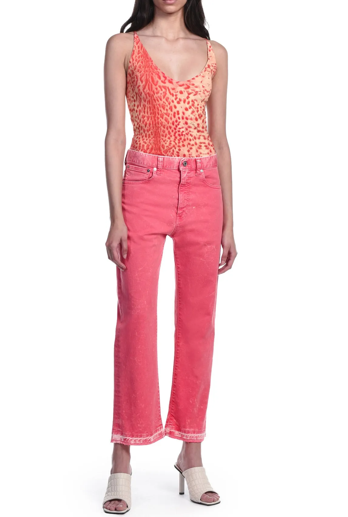 Just Cavalli Logo Patch Straight Leg Cropped Jeans