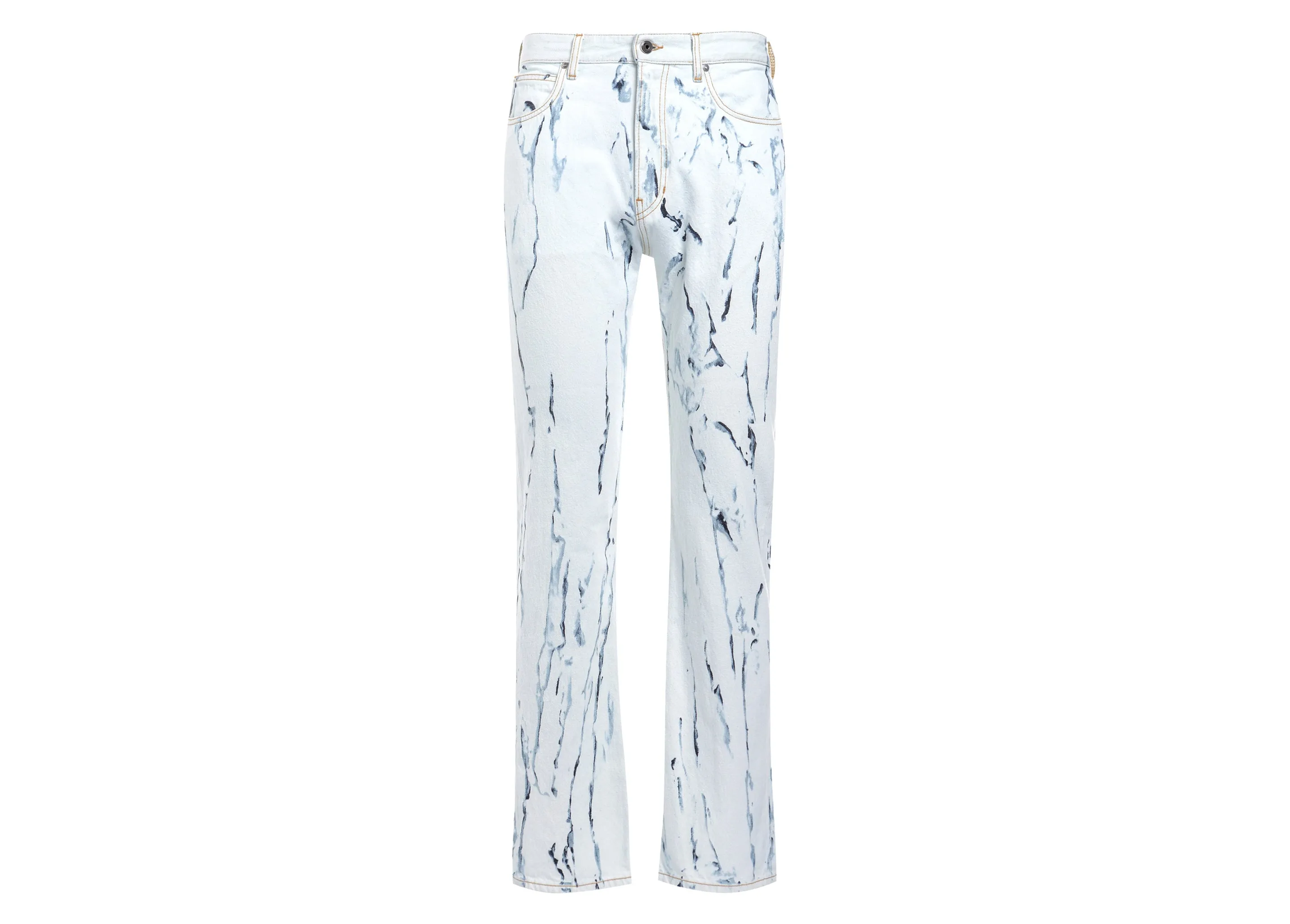 Just Cavalli Painterly Print Washed Straight-Leg Jeans