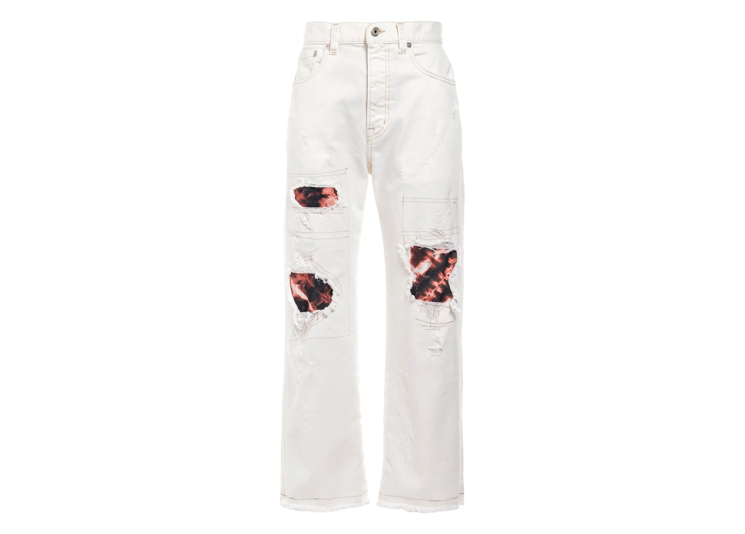 Just Cavalli Patch Under Rips Loose Fit Straight-Leg Jeans
