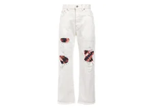 Just Cavalli Patch Under Rips Loose Fit Straight-Leg Jeans