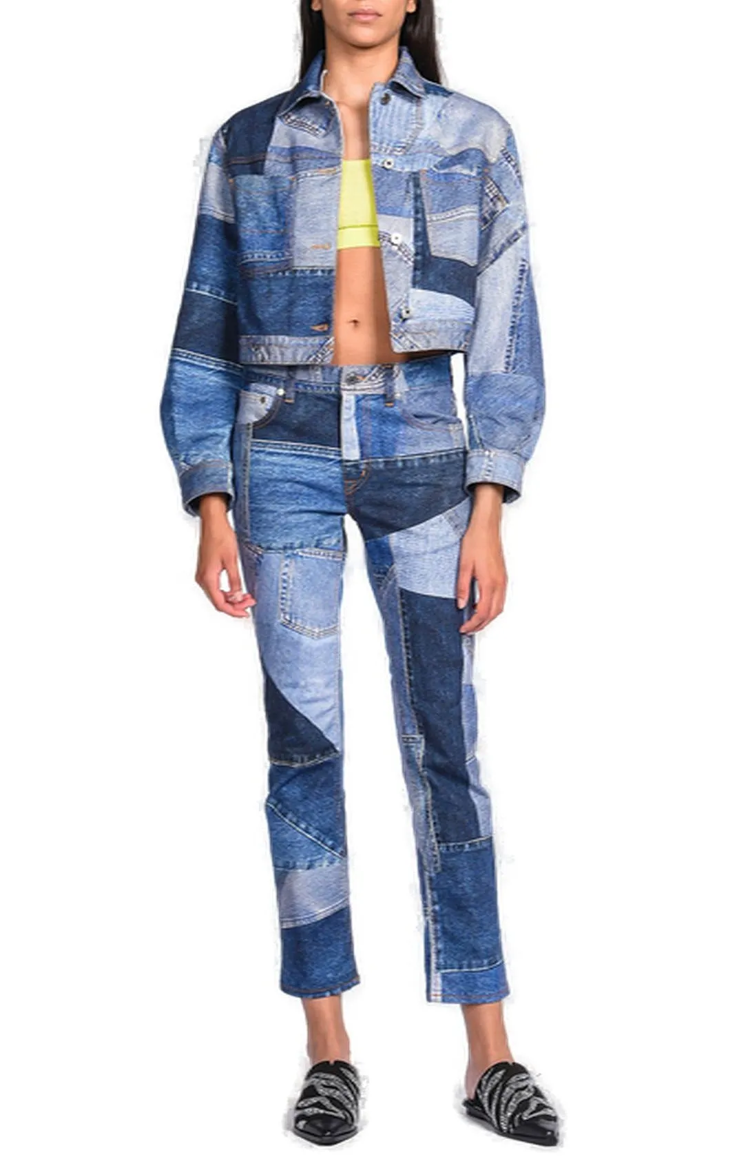 Just Cavalli Patchwork Straight Leg Jeans