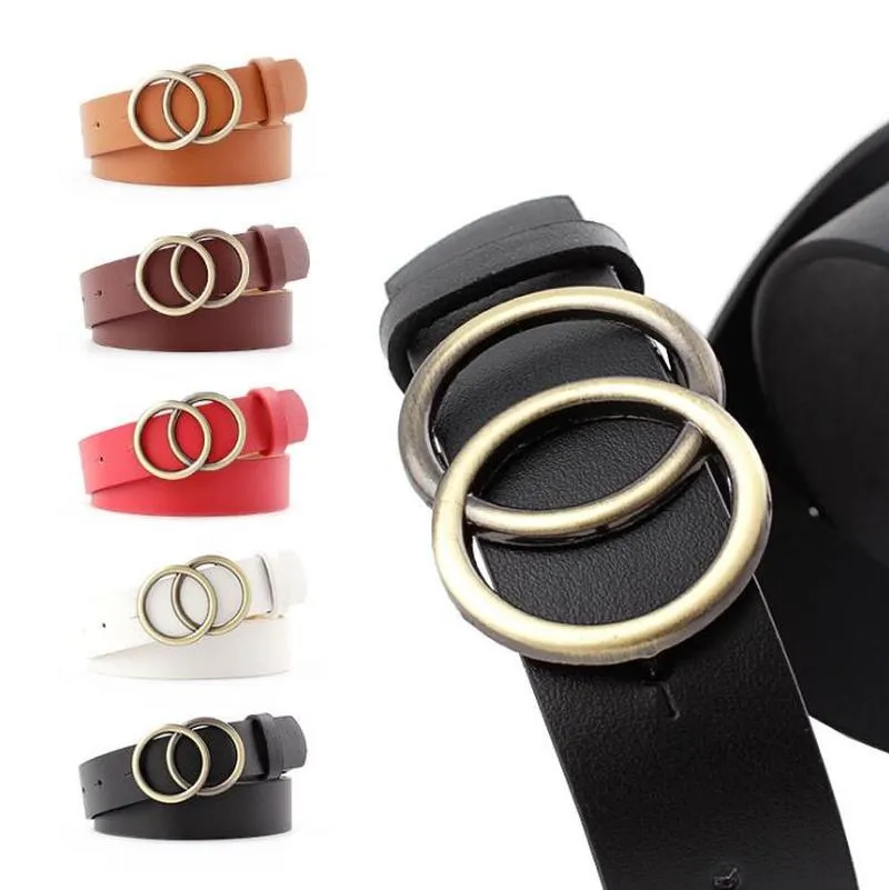 Ladies Leisure Dress Jeans Wild Waistband Double Ring Waist Belt