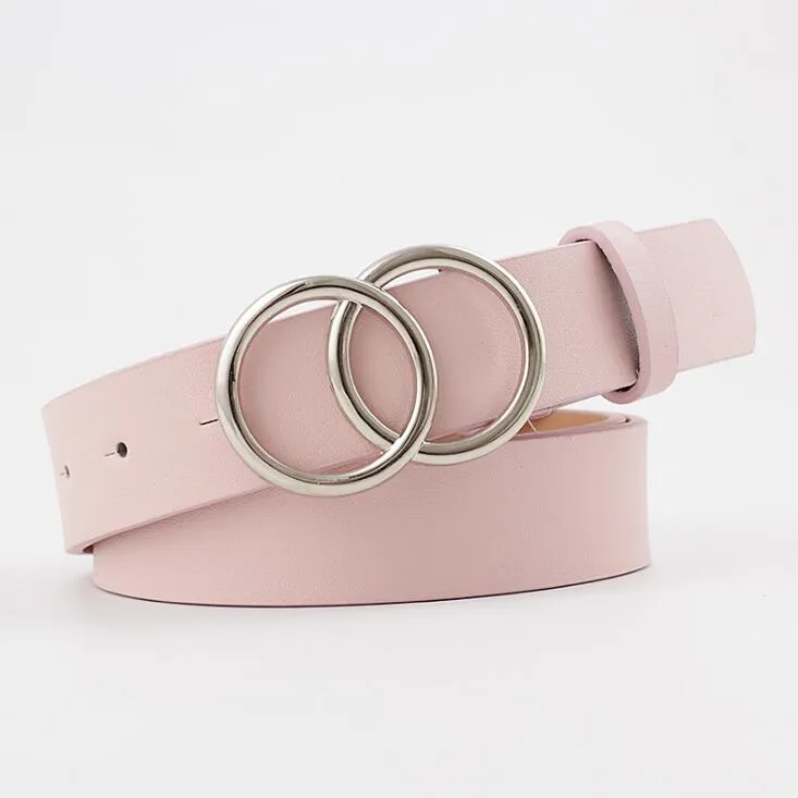 Ladies Leisure Dress Jeans Wild Waistband Double Ring Waist Belt