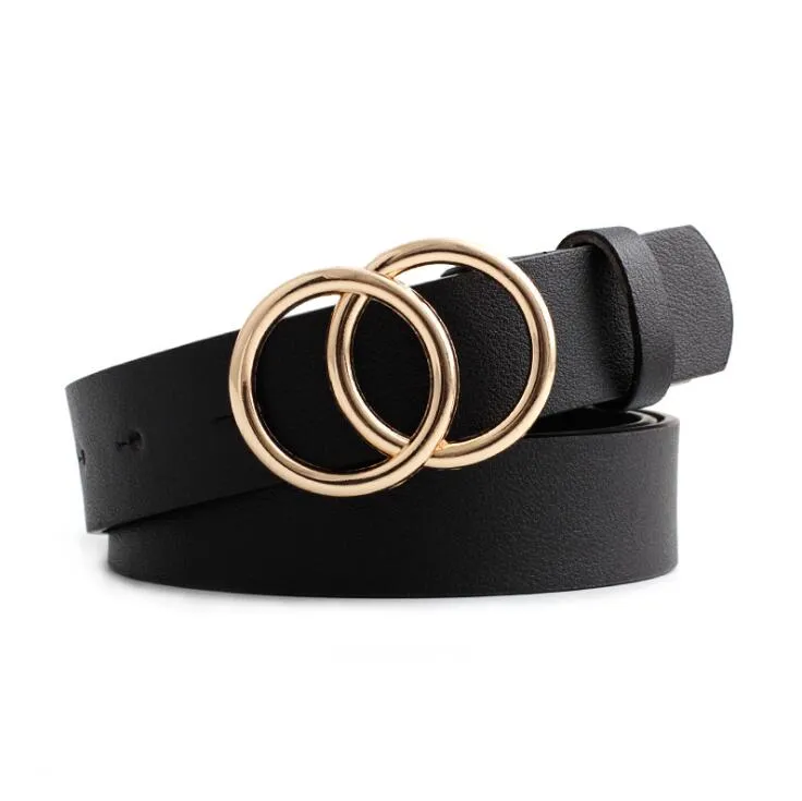 Ladies Leisure Dress Jeans Wild Waistband Double Ring Waist Belt