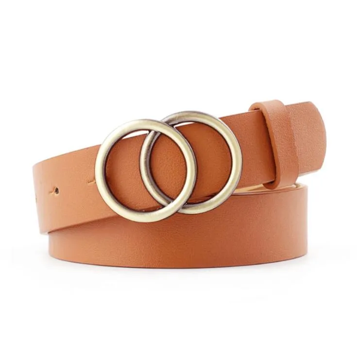 Ladies Leisure Dress Jeans Wild Waistband Double Ring Waist Belt