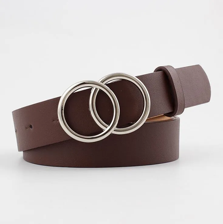 Ladies Leisure Dress Jeans Wild Waistband Double Ring Waist Belt