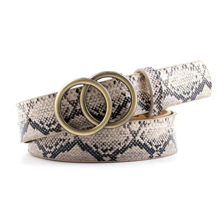 Ladies Leisure Dress Jeans Wild Waistband Double Ring Waist Belt