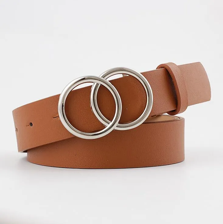Ladies Leisure Dress Jeans Wild Waistband Double Ring Waist Belt