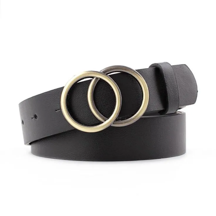 Ladies Leisure Dress Jeans Wild Waistband Double Ring Waist Belt