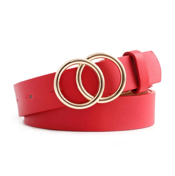 Ladies Leisure Dress Jeans Wild Waistband Double Ring Waist Belt