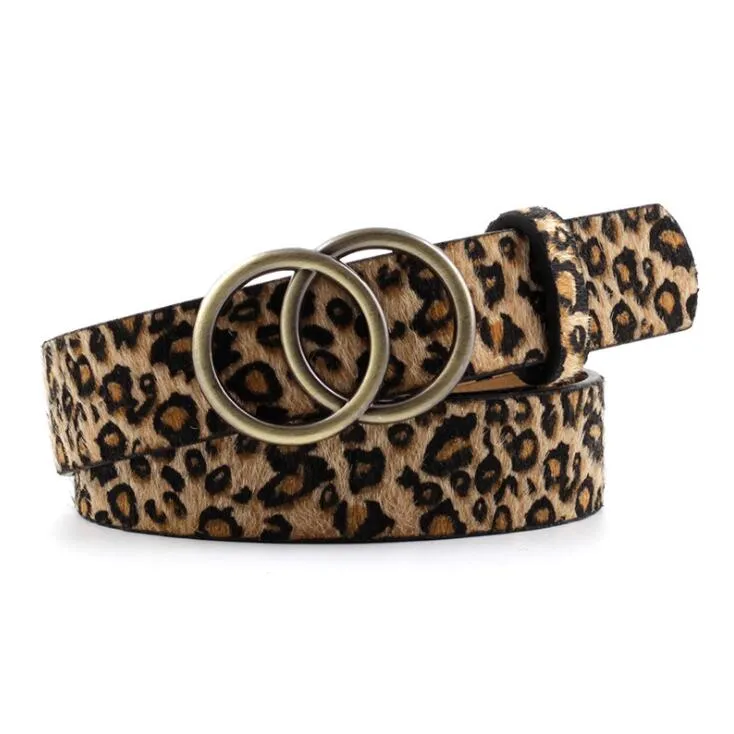 Ladies Leisure Dress Jeans Wild Waistband Double Ring Waist Belt
