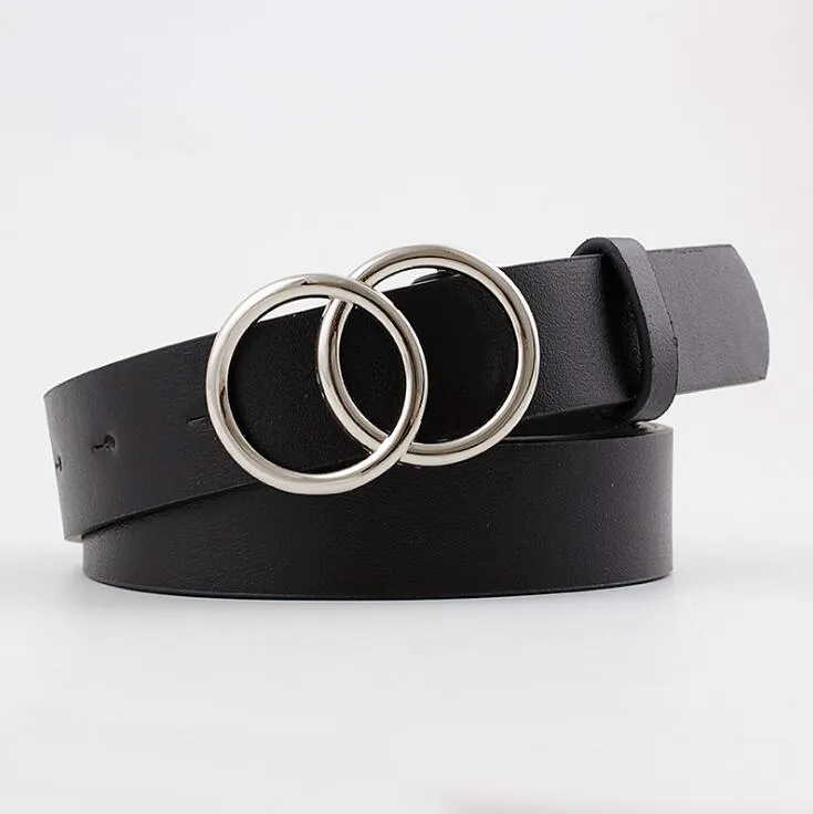 Ladies Leisure Dress Jeans Wild Waistband Double Ring Waist Belt