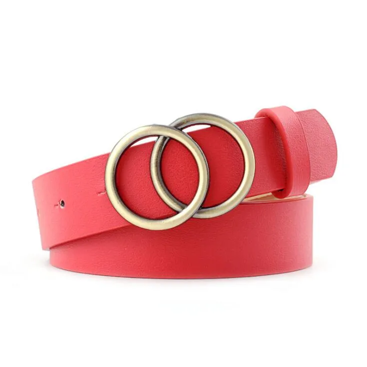 Ladies Leisure Dress Jeans Wild Waistband Double Ring Waist Belt
