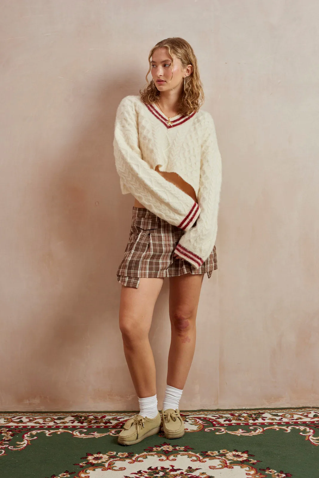 Load Varsity Crop Cable Knit