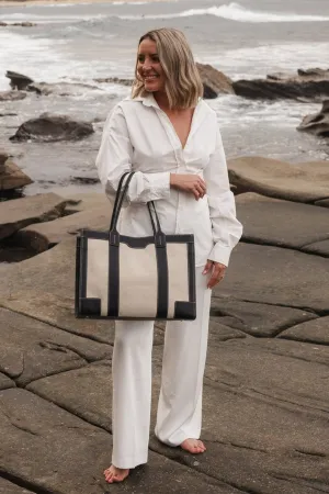 Louenhide Toorak Canvas Tote Bag Natural Black