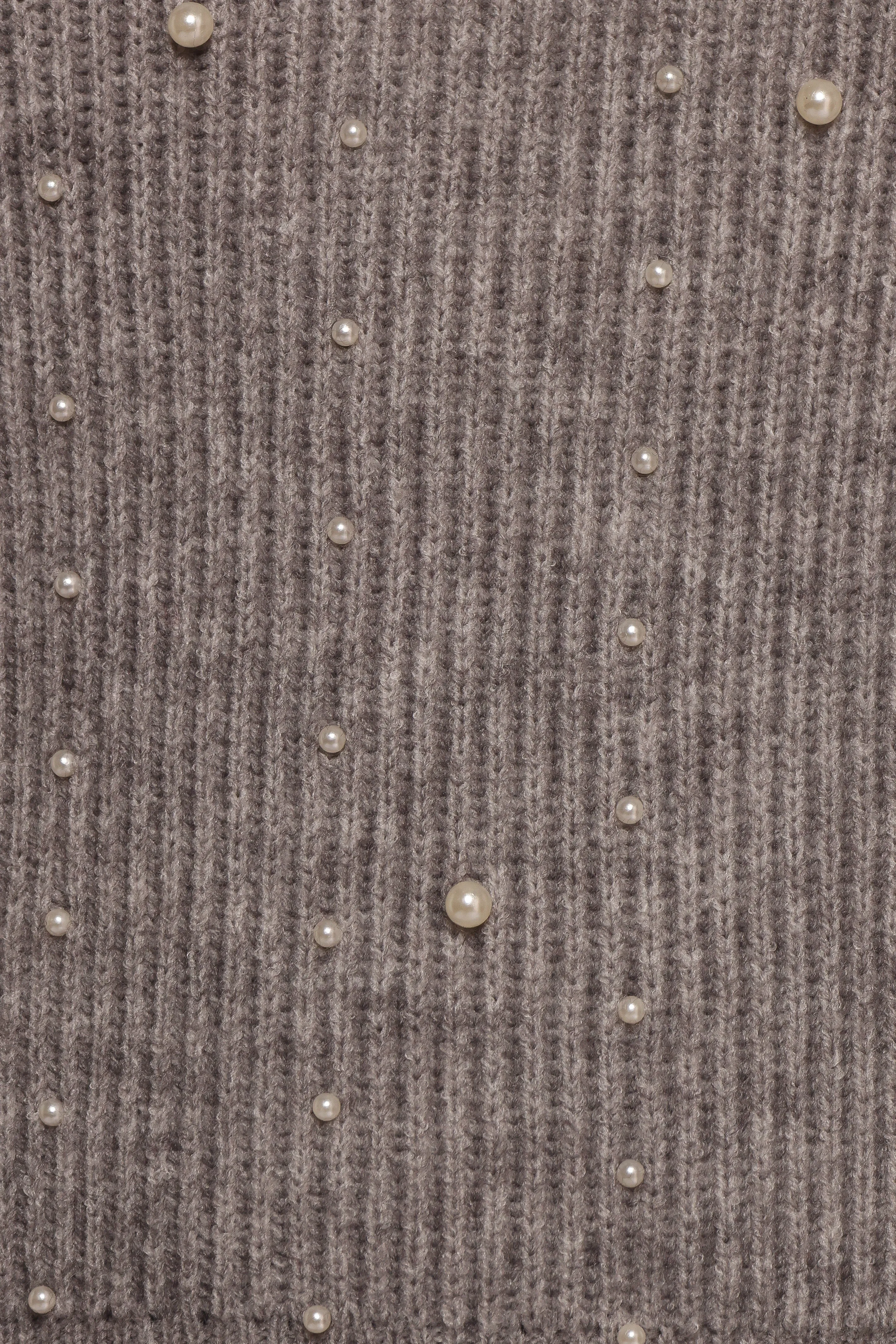Makena Pearl Detail Knit Sweater - Heather Grey