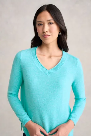 Merino V-Neck Jumper - Turquoise