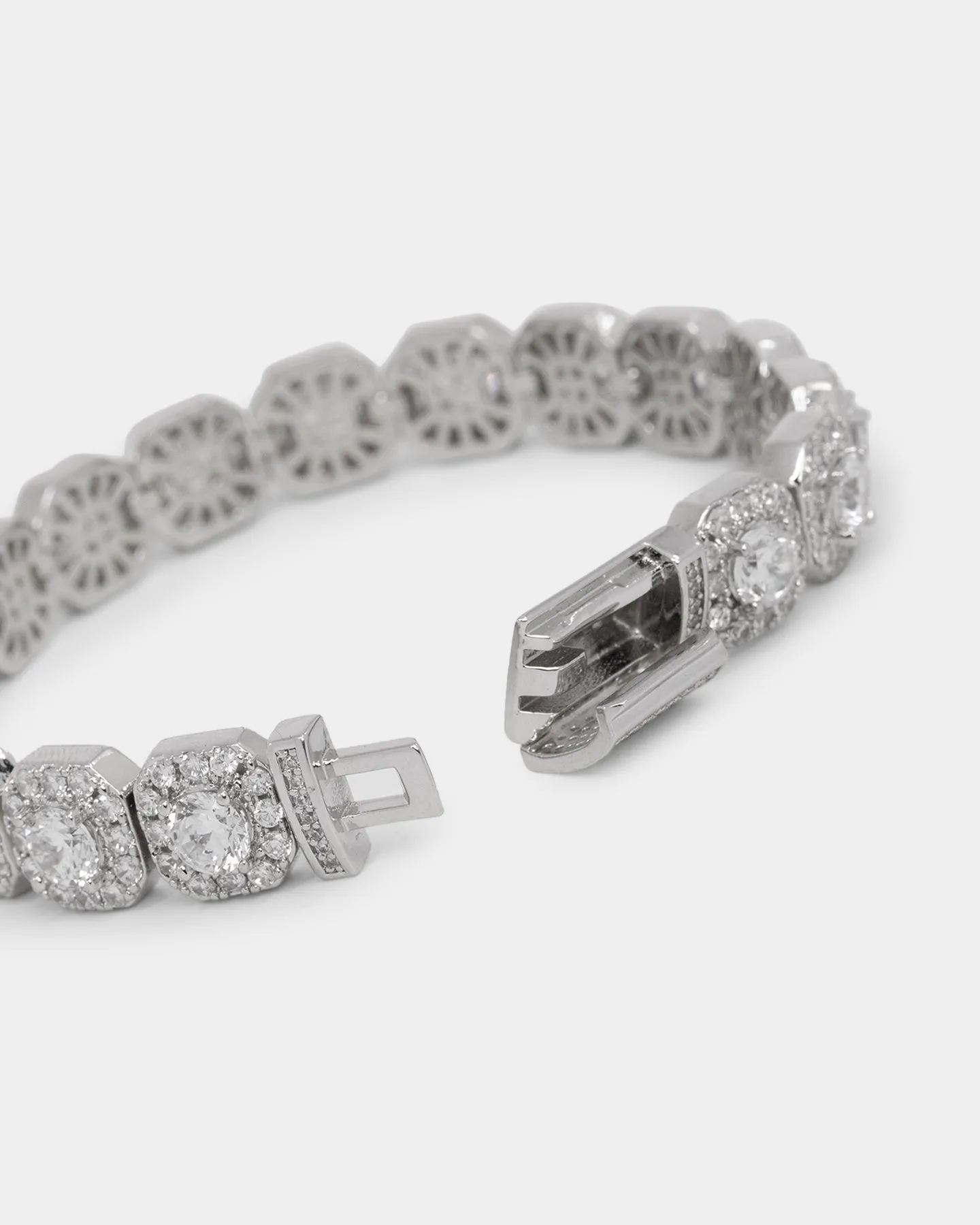 NXS Clustered Tennis Bracelet Iced White Gold