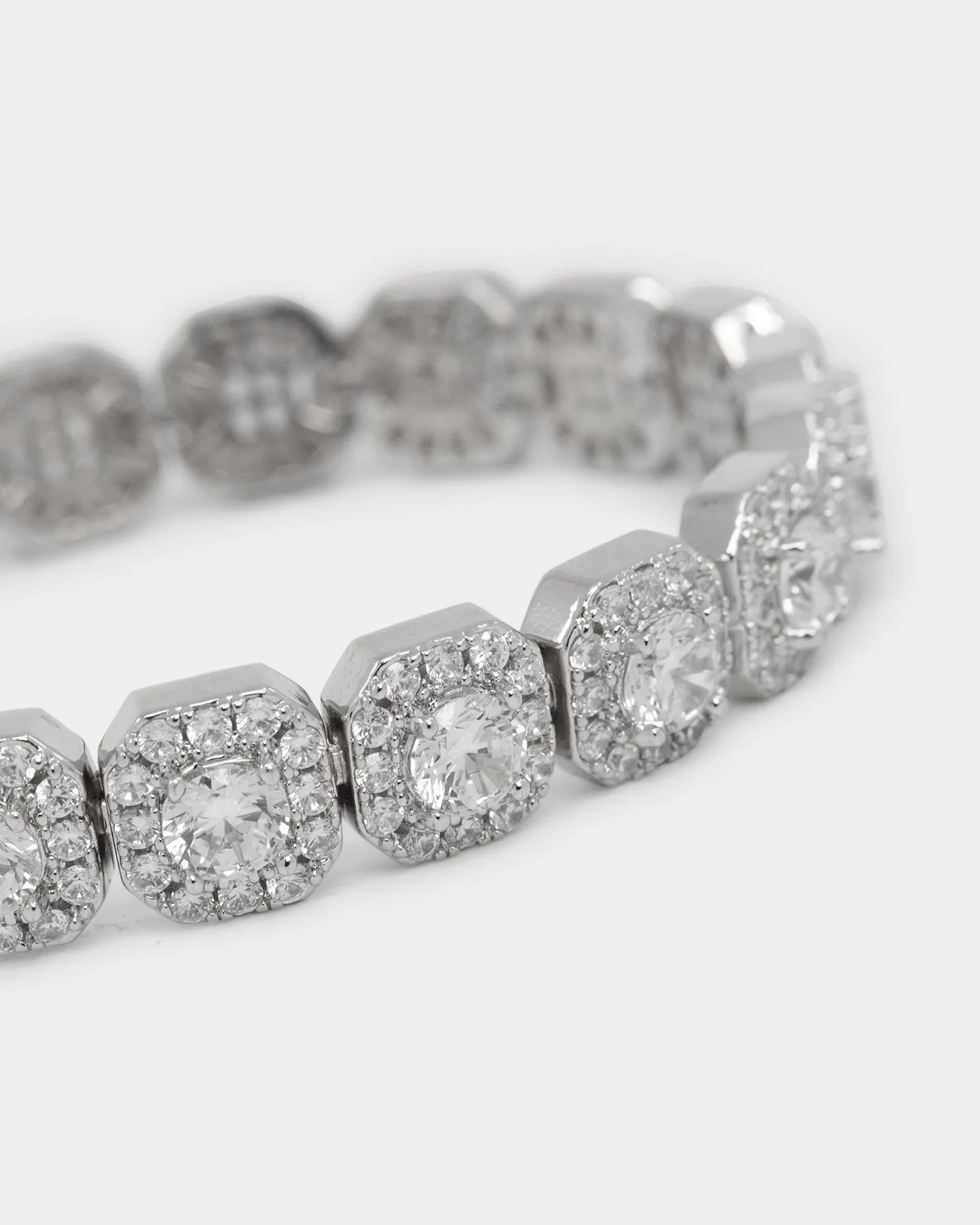 NXS Clustered Tennis Bracelet Iced White Gold