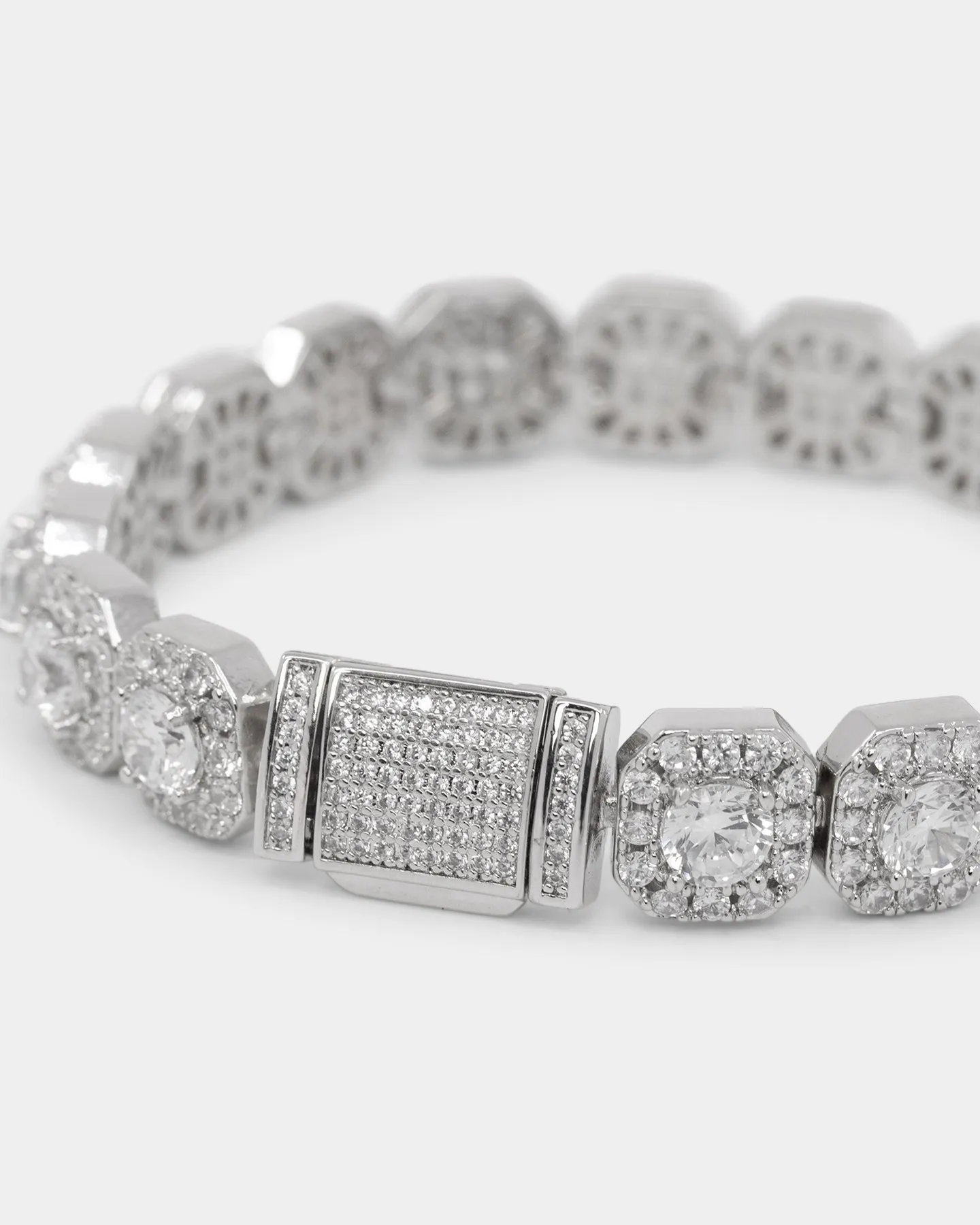 NXS Clustered Tennis Bracelet Iced White Gold