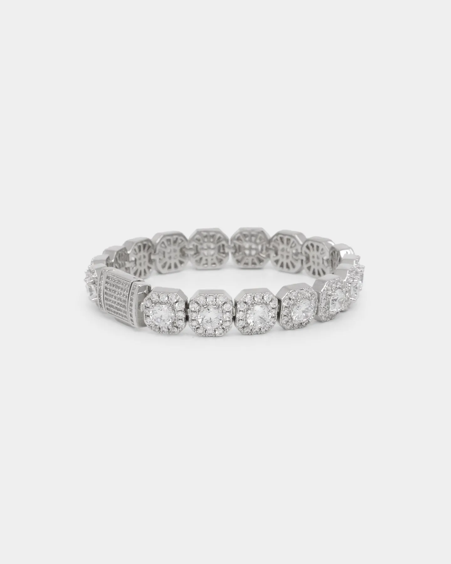 NXS Clustered Tennis Bracelet Iced White Gold
