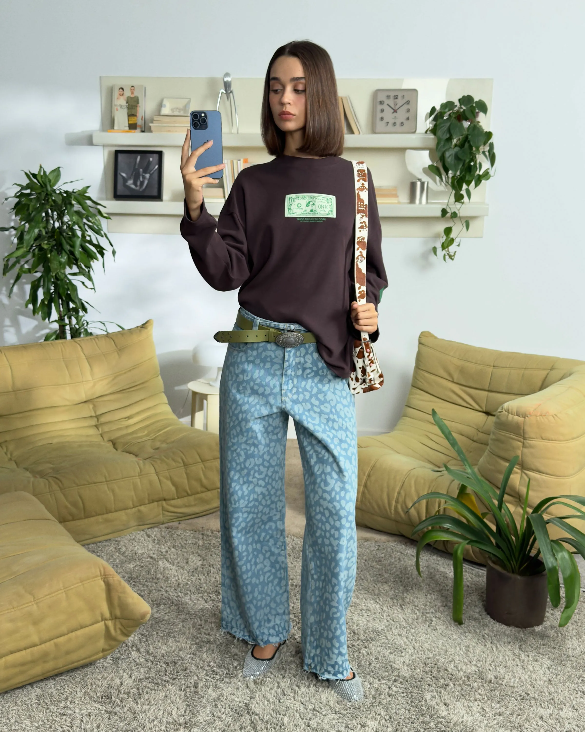 Old Baggy Jeans Animal Print
