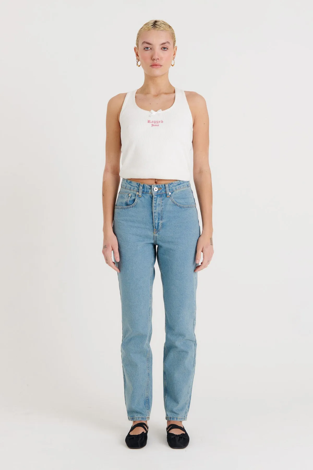 Organic Cougar Mom Jeans Light Blue