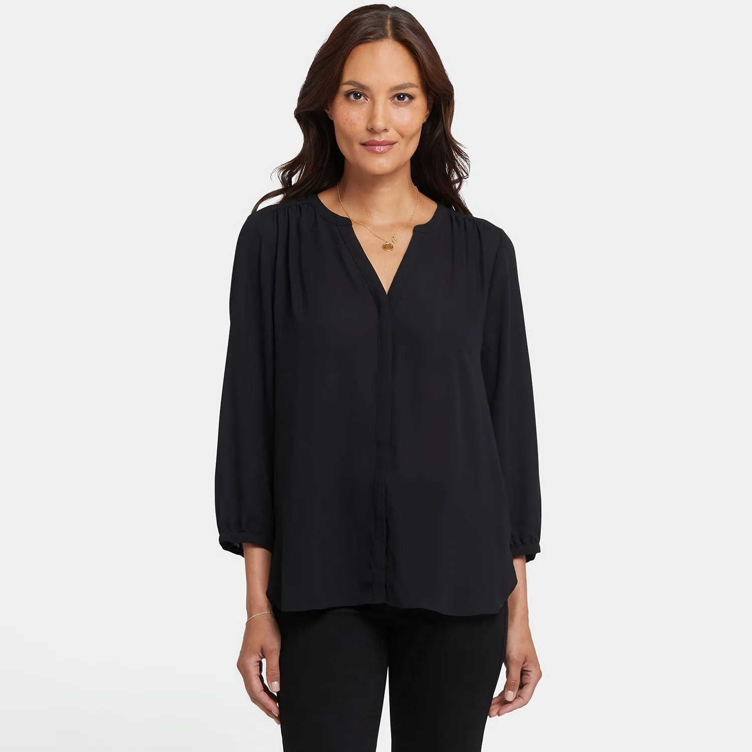 Pintuck Blouse In Petite - Black