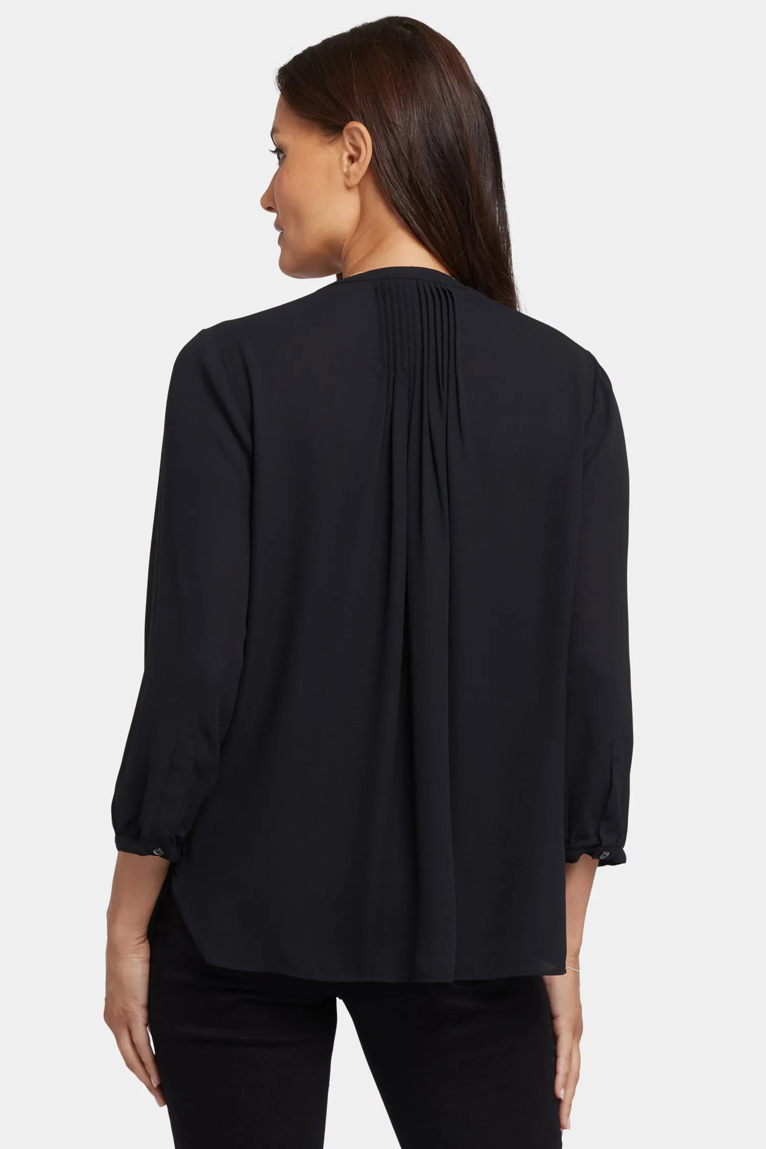 Pintuck Blouse In Petite - Black