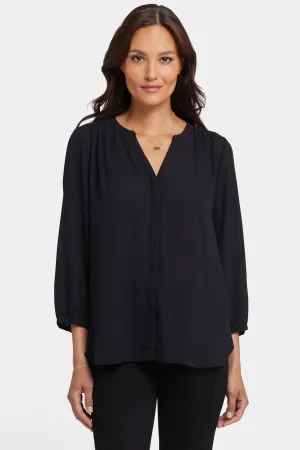 Pintuck Blouse In Petite - Black