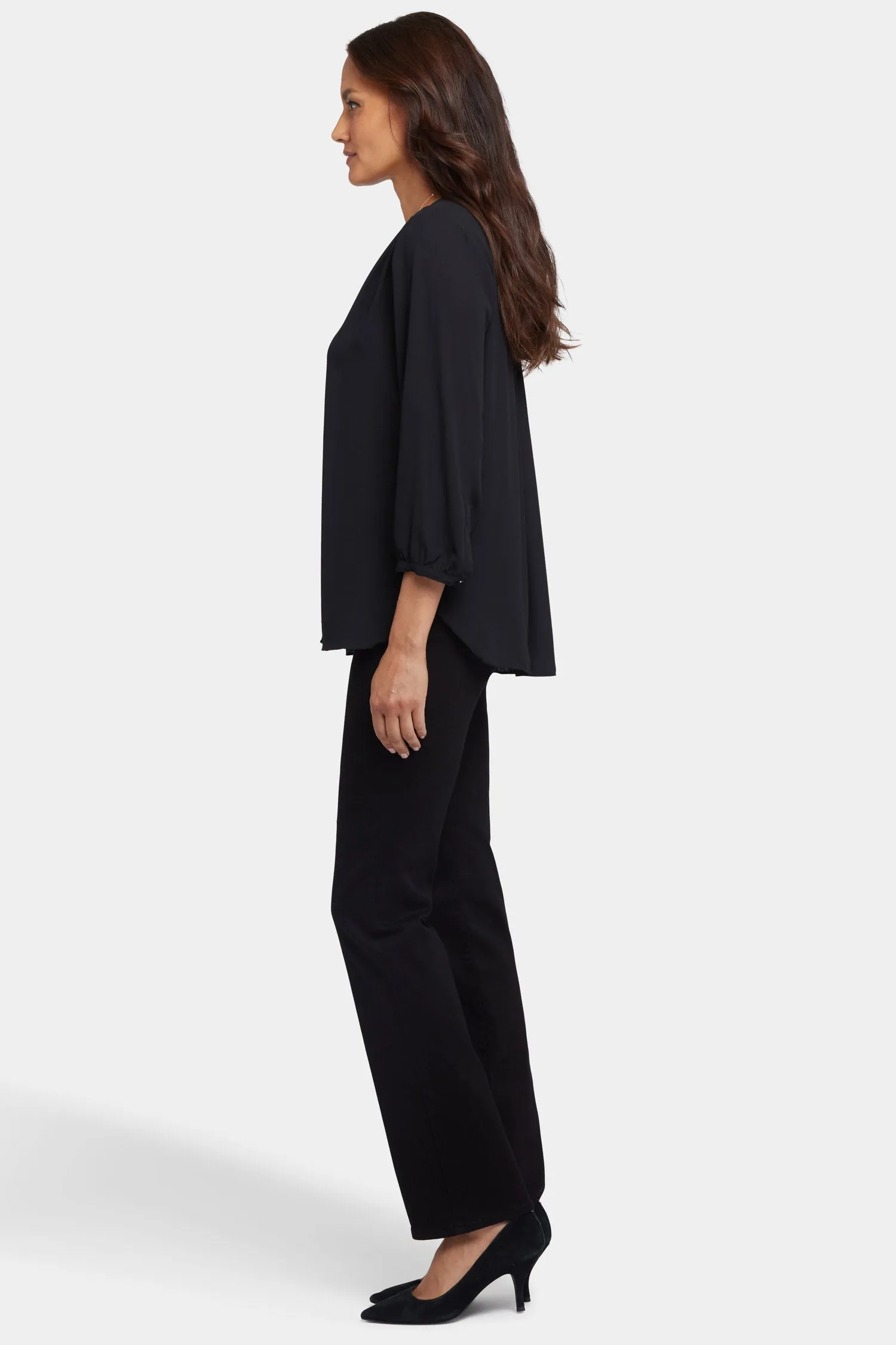 Pintuck Blouse In Petite - Black