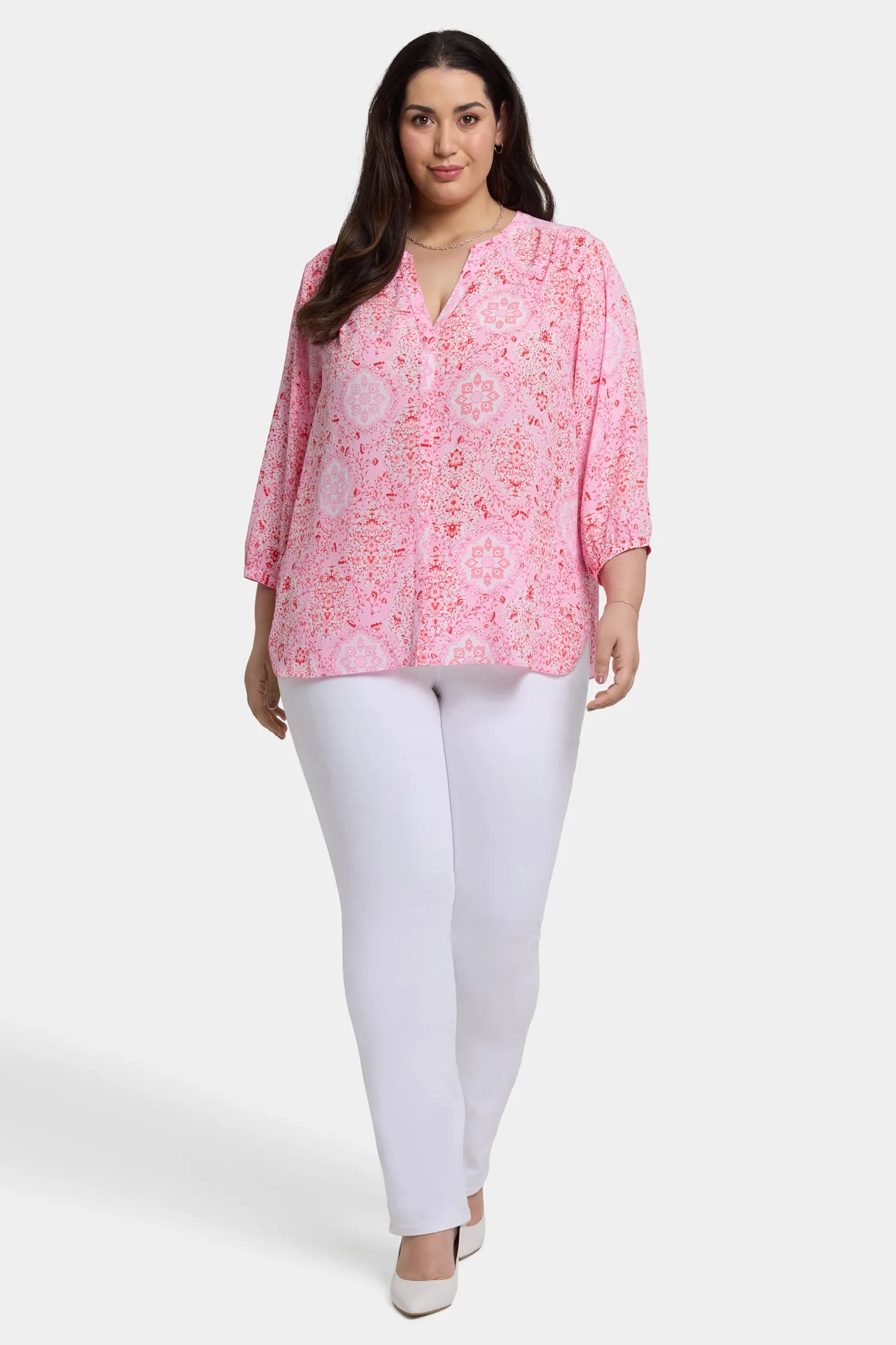 Pintuck Blouse In Plus Size - Isla Magica