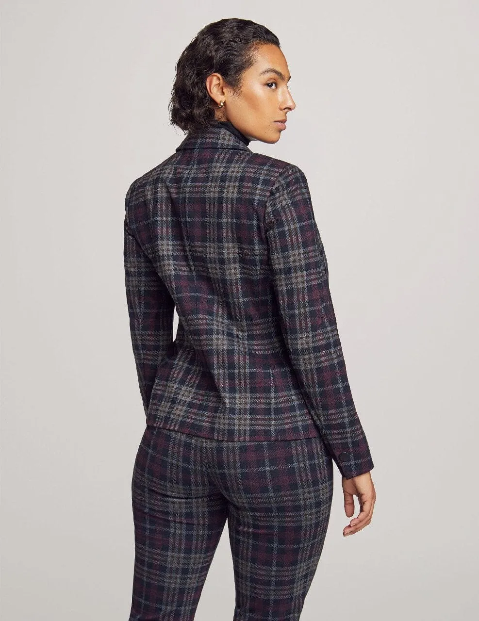 Plaid Printed Two Button Jacket- Sale