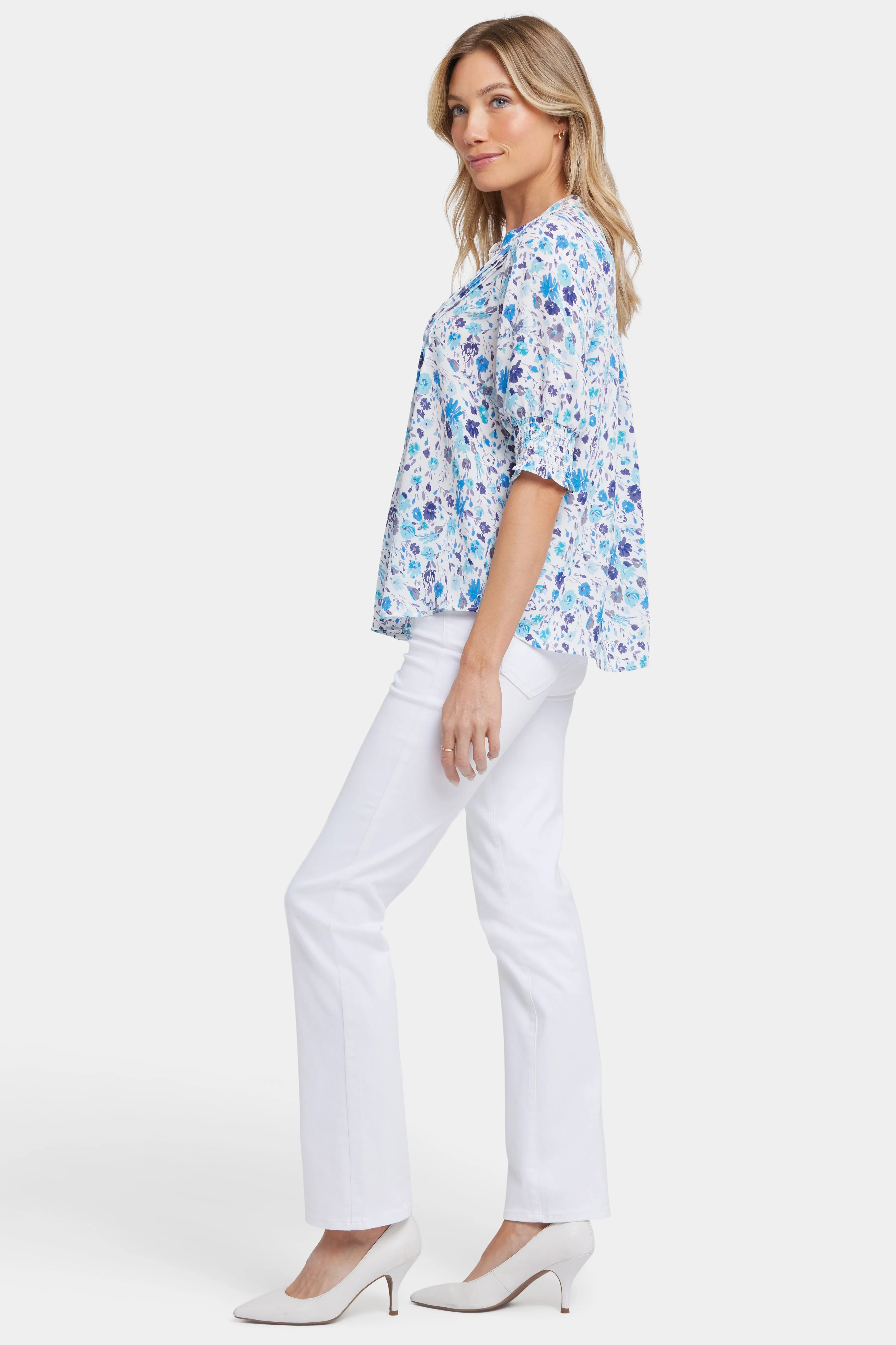 Pleated Short Sleeved Blouse - Jimena Garden
