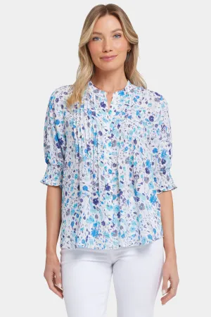 Pleated Short Sleeved Blouse - Jimena Garden
