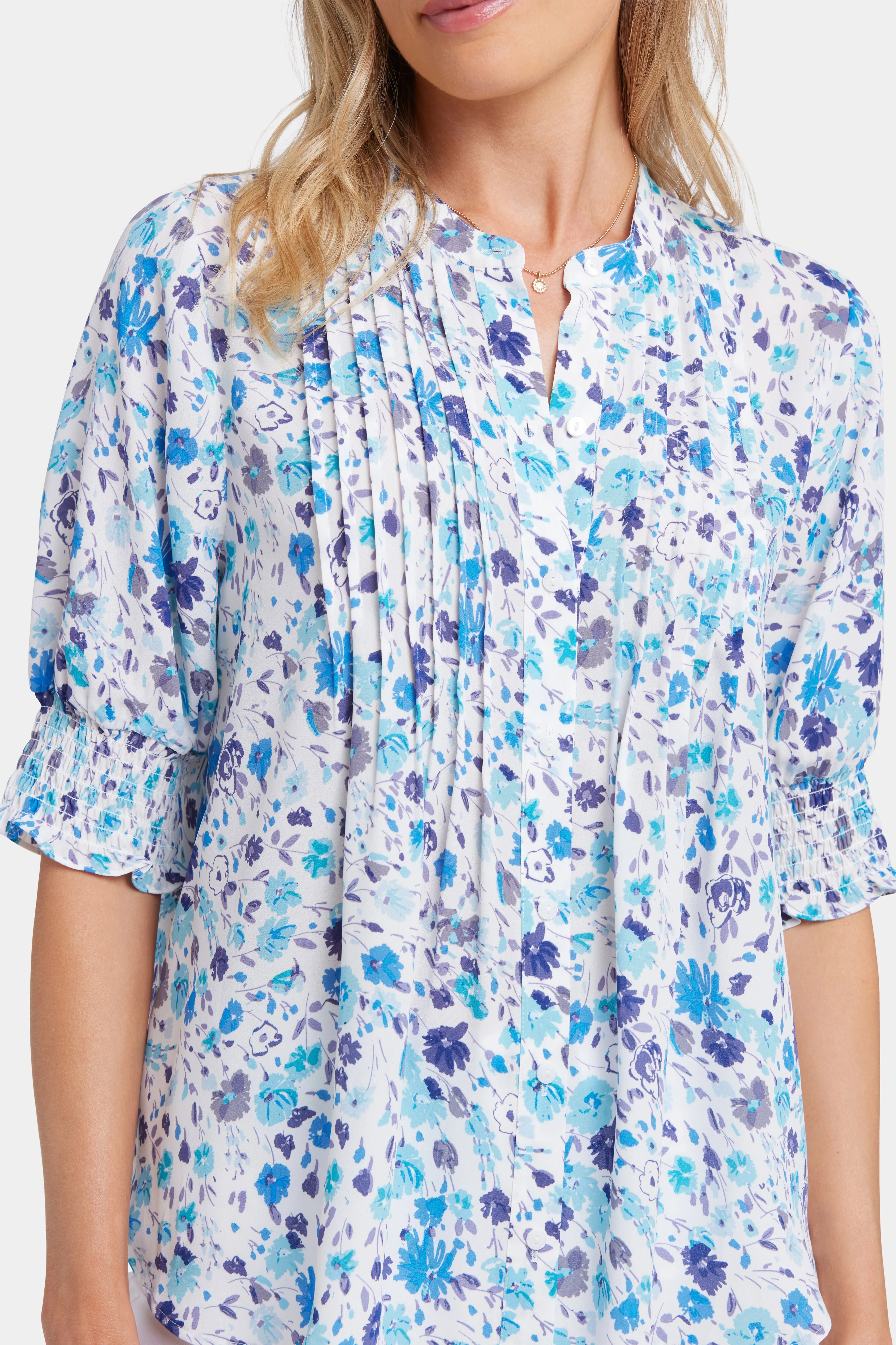 Pleated Short Sleeved Blouse - Jimena Garden