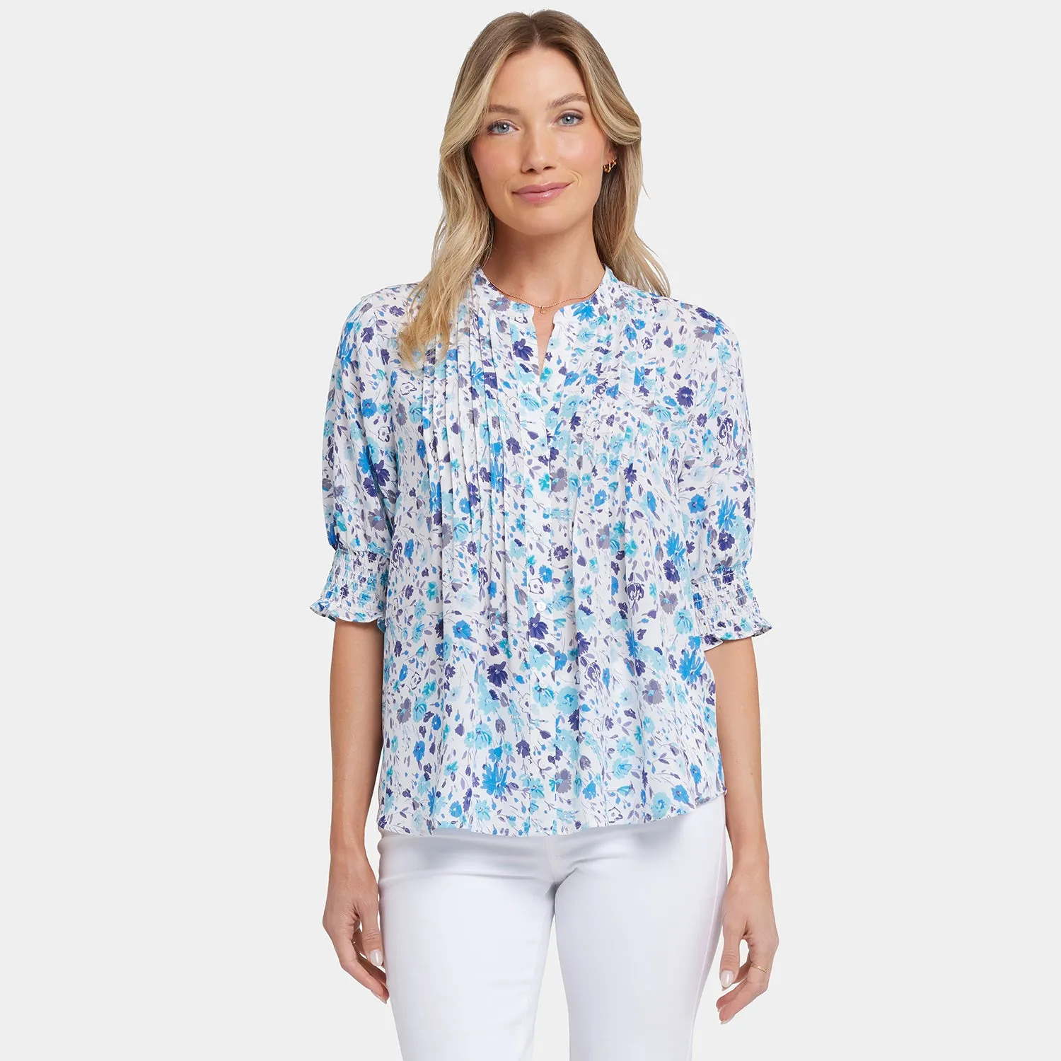 Pleated Short Sleeved Blouse - Jimena Garden