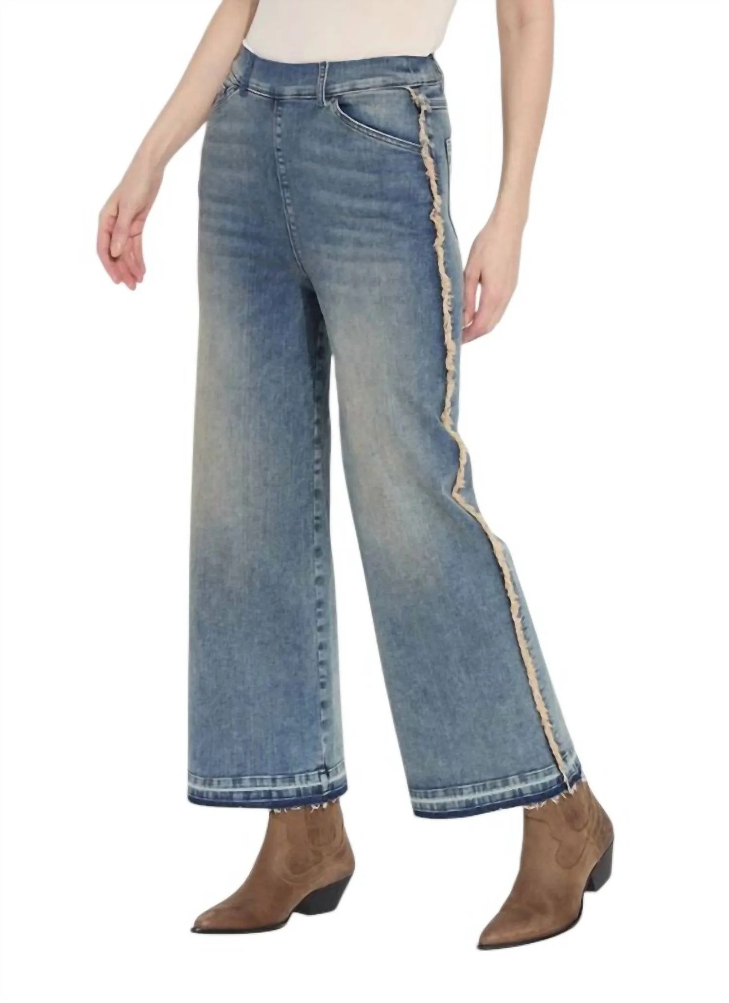 "holding Power" Era Wide Leg Premium Denim Jeans In Nutshell Dye Midwash