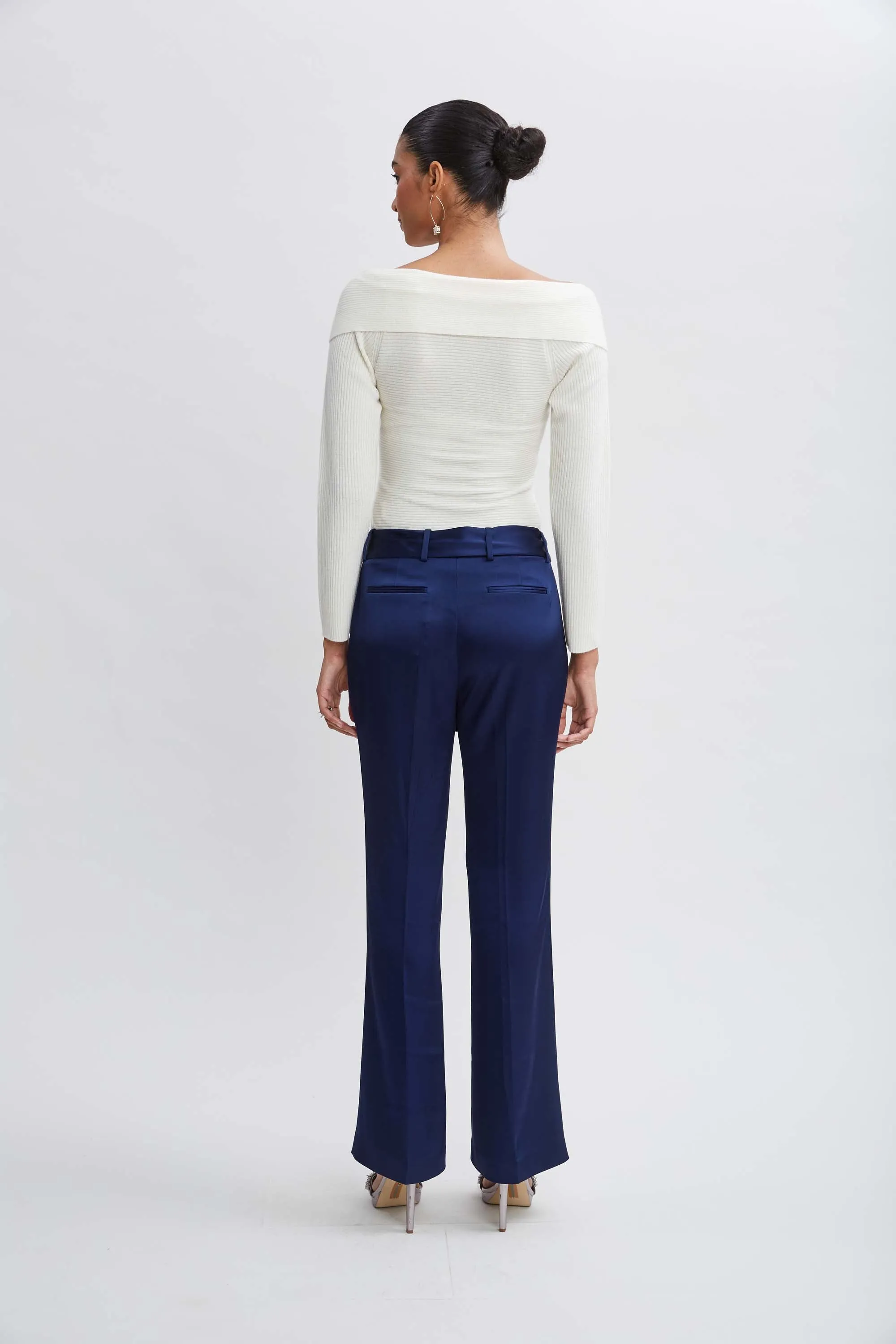 Satin Fit & Flare Sash Pant