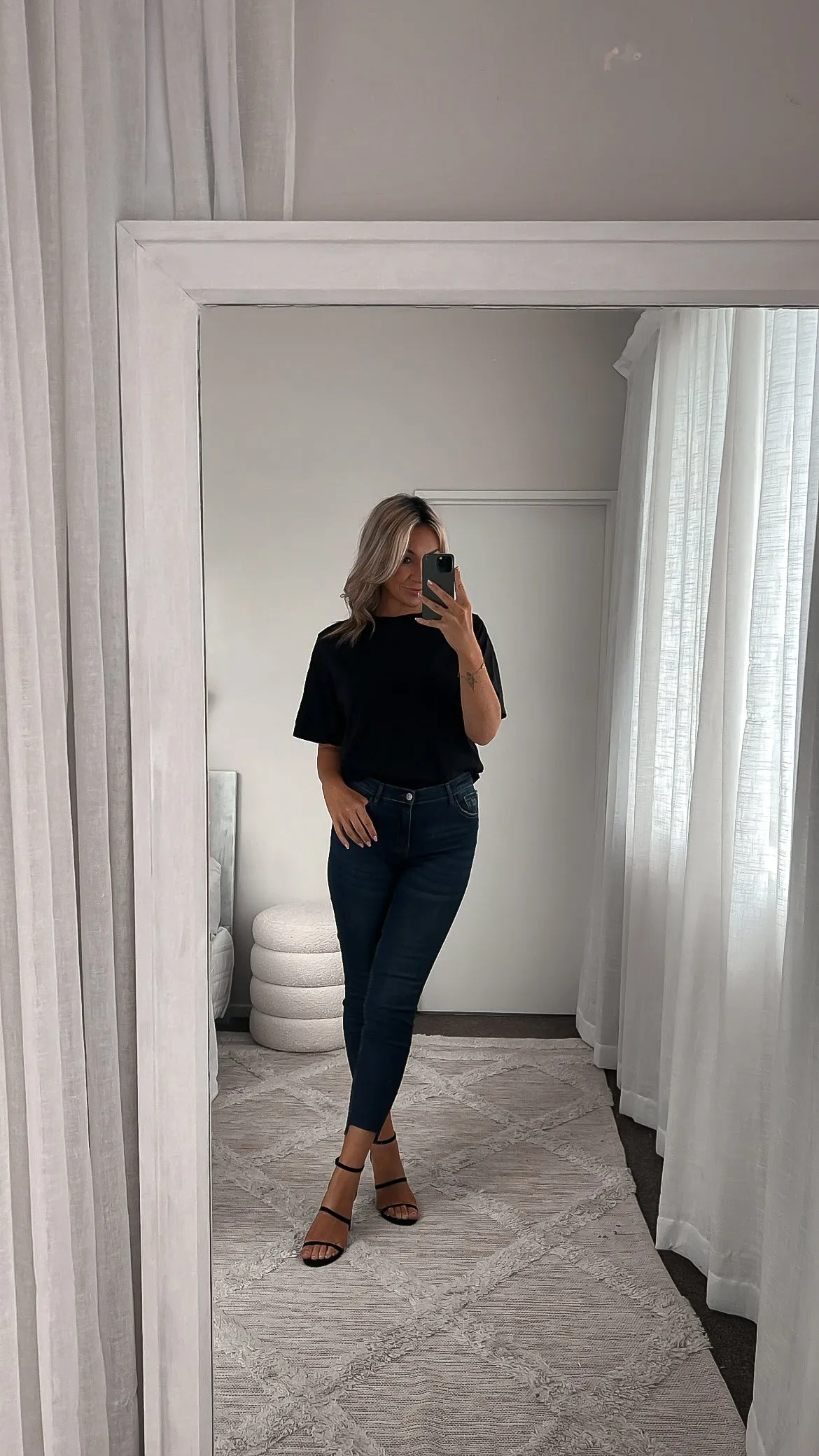 Shine On Label Coen Cropped Skinny Stepped Hem Jean Dark indigo